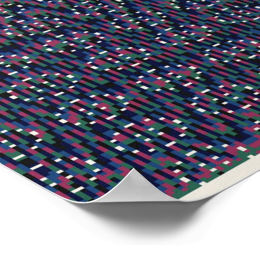  Pixelated Floral Pattern  ポスター (角)