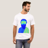 Pixelated Futuristic Bearded Figure Retro Tシャツ (正面フル)