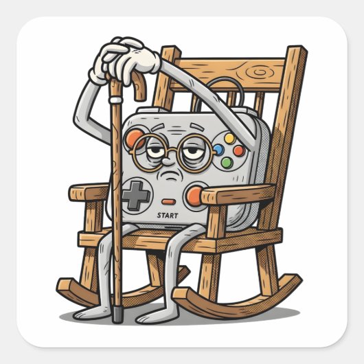 Pixelated Gamer Birthday Cake Kids Video スクエアシール (正面)