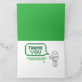 Pixelated Gamer Green Building Folded Thank You  サンキューカード (内部)