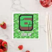 Pixelated Gamer Green Building Level Up 6 スタンダードカクテルナプキン (インサイチュ)