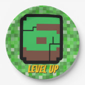 Pixelated Gamer Green Building Level Up 6 ペーパープレート (正面)