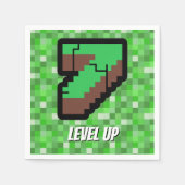 Pixelated Gamer Green Building Level Up 7 スタンダードカクテルナプキン (正面)