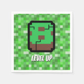Pixelated Gamer Green Building Level Up 8 スタンダードカクテルナプキン (正面)