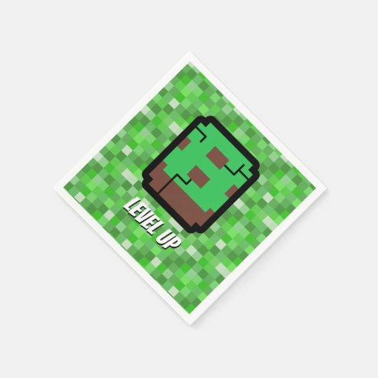 Pixelated Gamer Green Building Level Up 8 スタンダードカクテルナプキン (角)