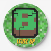 Pixelated Gamer Green Building Level Up 8 ペーパープレート (正面)