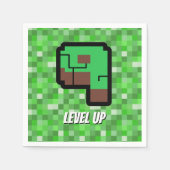 Pixelated Gamer Green Building Level Up 9 スタンダードカクテルナプキン (正面)