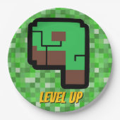 Pixelated Gamer Green Building Level Up 9 ペーパープレート (正面)