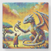 pixelated image of a dragon trainer ストーンコースター (正面)