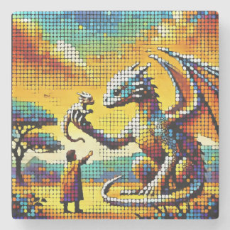 pixelated image of a dragon trainer ストーンコースター
