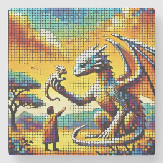 pixelated image of a dragon trainer ストーンコースター (正面)