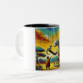 pixelated image of a dragon trainer ツートーンマグカップ (正面左)