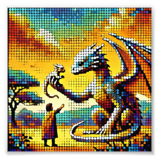pixelated image of a dragon trainer フォトプリント           