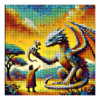 pixelated image of a dragon trainer フォトプリント           