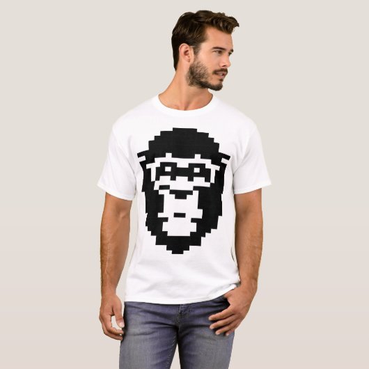 pixelated monkey face design tシャツ (正面フル)