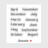 Pixelated Months Of The Year B/W Sticker Set シール (シート)