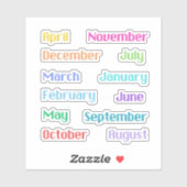 Pixelated Months Of The Year Colorful Sticker Set シール (シート)