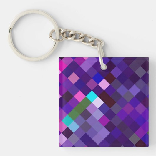 Pixelated Pattern - Purple キーホルダー (正面)