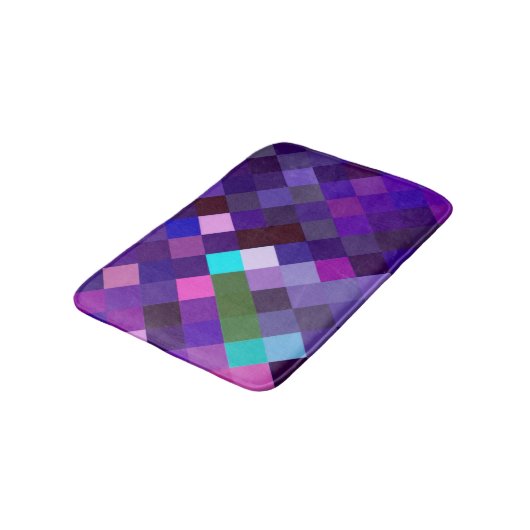 Pixelated Pattern - Purple バスマット (アングル)
