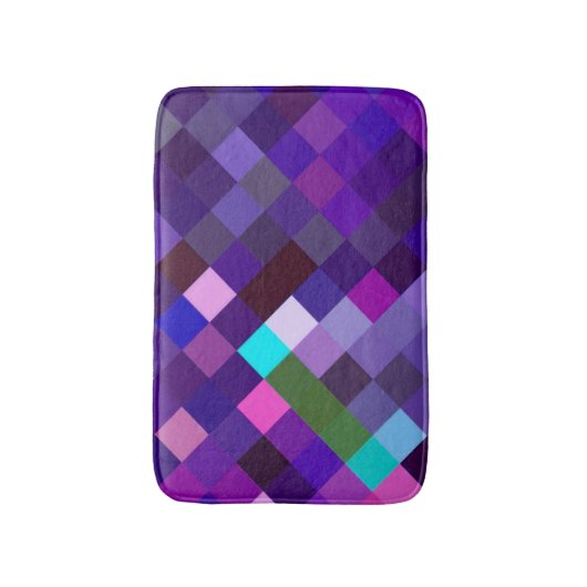 Pixelated Pattern - Purple バスマット (正面縦)