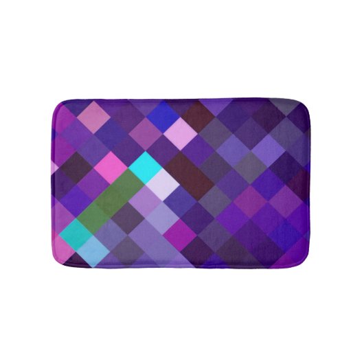 Pixelated Pattern - Purple バスマット (正面)