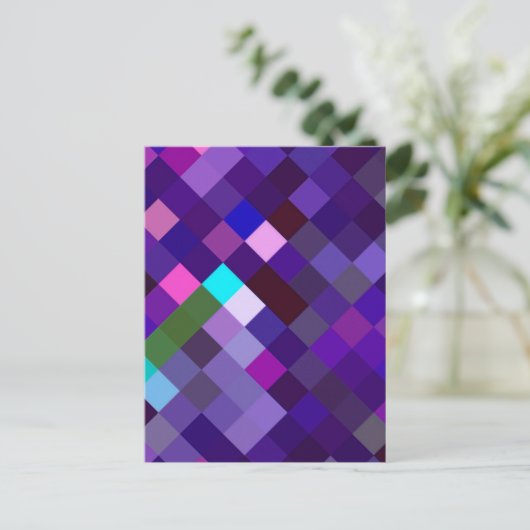 Pixelated Pattern - Purple ポストカード (スタンド正面)