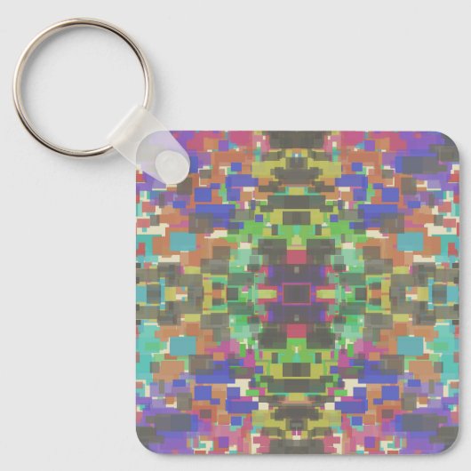 Pixelated Patterned Beyond Colors Of The Rainbow キーホルダー (正面)