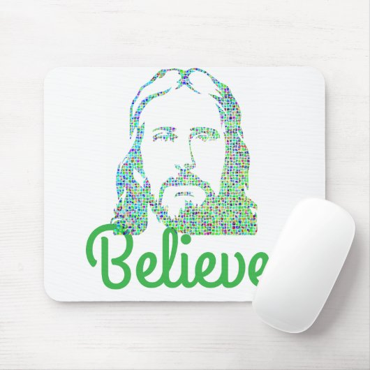 Pixeled Image of Jesus Desktop Computer Mousepad マウスパッド (マウス)