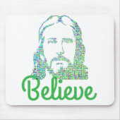 Pixeled Image of Jesus Desktop Computer Mousepad マウスパッド (正面)