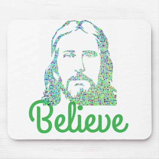 Pixeled Image of Jesus Desktop Computer Mousepad マウスパッド (正面)