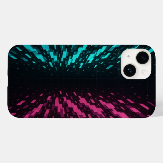 Pixeliated Reality iPhoneケース – Neon Cyber Art Case-Mate iPhoneケース (裏面 (横))