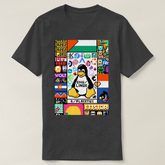 PixelLinuxのReddit rplace Tシャツ (デザイン正面)