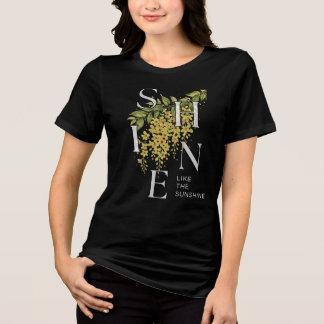 PixelPeakによるサンシャインフローラルタイポグラフィーアート トライブレンドＴシャツ