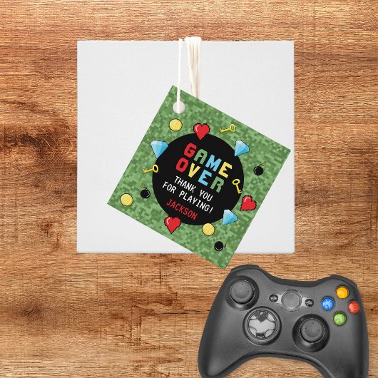 Pixelsアーケードゲームオーバー子供の誕生日 フェイバータグ