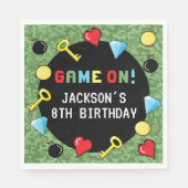 Pixelsアーケードゲームレベルアップ子供の誕生日 スタンダードランチョンナプキン (正面)