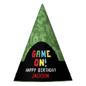 Pixelsアーケードゲームレベルアップ子供の誕生日 パーティーハット (正面)