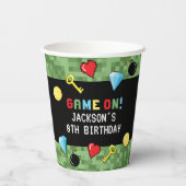 Pixelsアーケードゲームレベルアップ子供の誕生日 紙コップ (裏面)