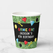 Pixelsアーケードゲームレベルアップ子供の誕生日 紙コップ (正面)