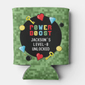 Pixelsアーケードゲームレベルアップ子供の誕生日 缶クーラー (裏面)