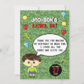 _PIXELS アーケードゲーム レベルアップ キッズ バースデー サンキューカード (正面)