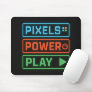 Pixels Power Play - レトロゲーマーマウスパッドデザイン マウスパッド