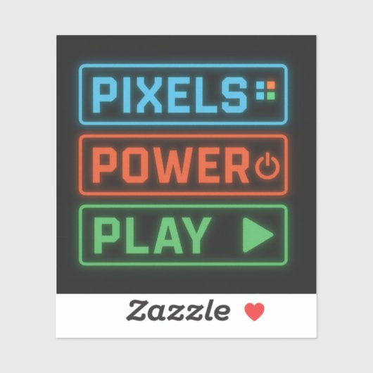 Pixels Power Play – Custom-Cut Vinyl Gamer Sticker シール (シート)