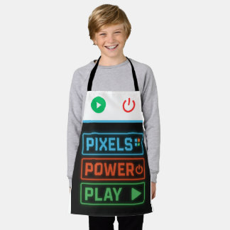Pixels Power Play Gamer Apron – Fun Gaming Style エプロン