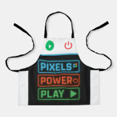 Pixels Power Play Gamer Apron – Fun Gaming Style エプロン (正面)
