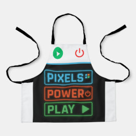 Pixels Power Play Gamer Apron – Fun Gaming Style エプロン