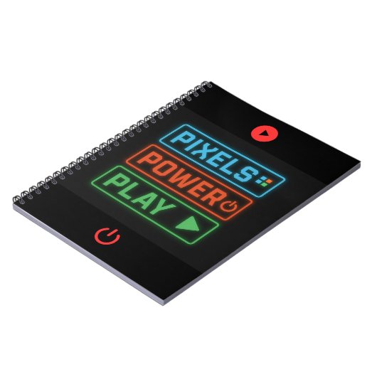 Pixels Power Play Gamer Notebook – Level Up! ノートブック (左側)