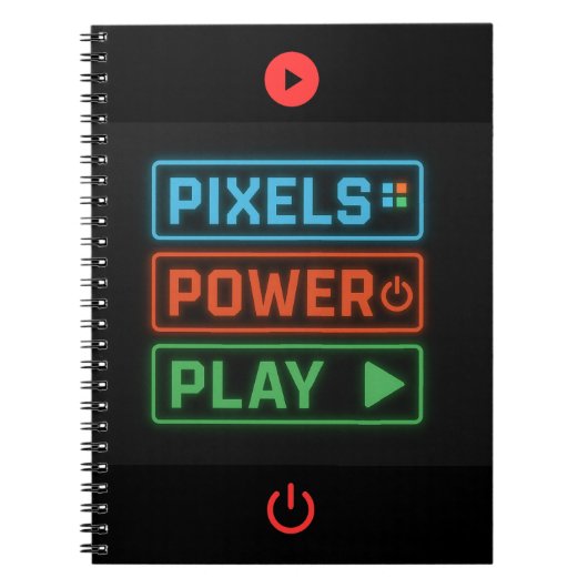 Pixels Power Play Gamer Notebook – Level Up! ノートブック (正面)