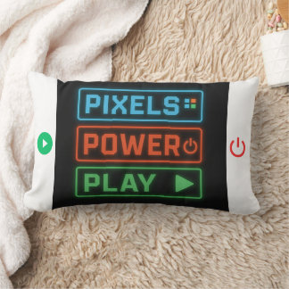 Pixels Power Play Gamer Pillow – Retro Pixel Art F ランバークッション