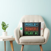 Pixels Power Play Gamer Pillow – Retro Pixel Art F ランバークッション (椅子)