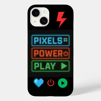Pixels Power Play iPhoneケース - レトロゲーマー携帯  Case-Mate iPhone 14ケース